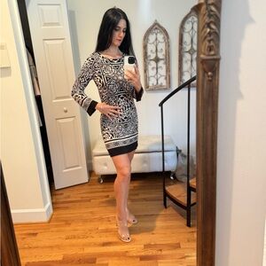 Black and White Geometric Dress